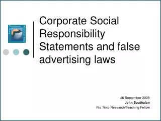 Corporate Social Responsibility Statements and false advertising laws