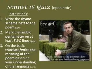 Sonnet 18 Quiz (open note)