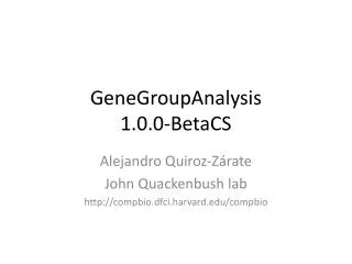 GeneGroupAnalysis 1.0.0- BetaCS