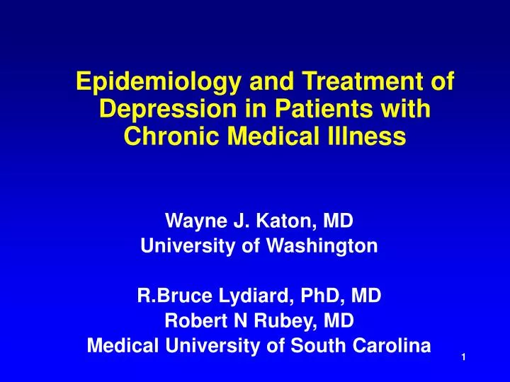 epidemiology and treatment of depression in patients with chronic medical illness