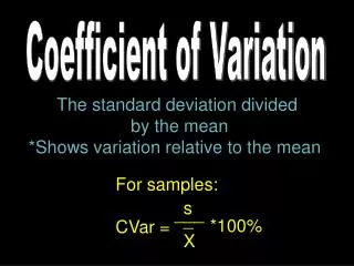 Coefficient of Variation