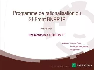 programme de rationalisation du si front bnpp ip
