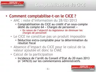 comptabilisation du cice