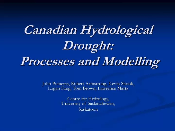canadian hydrological drought processes and modelling