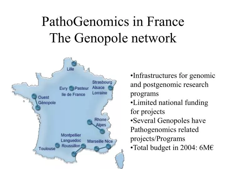 pathogenomics in france the genopole network