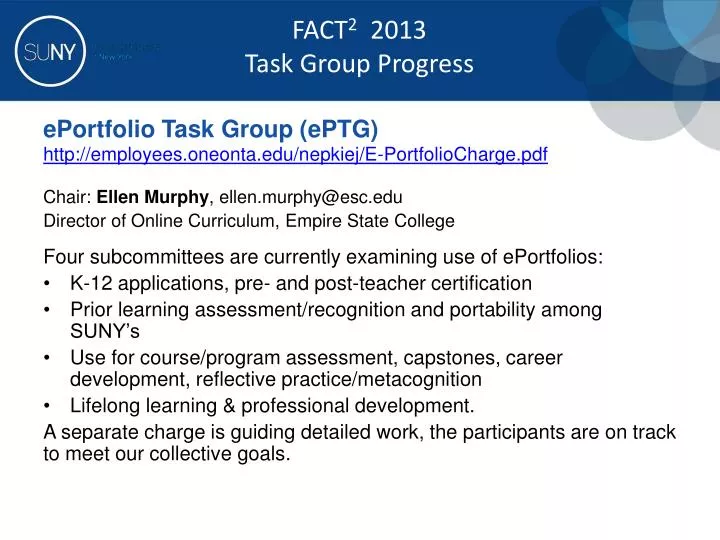 e portfolio task group eptg
