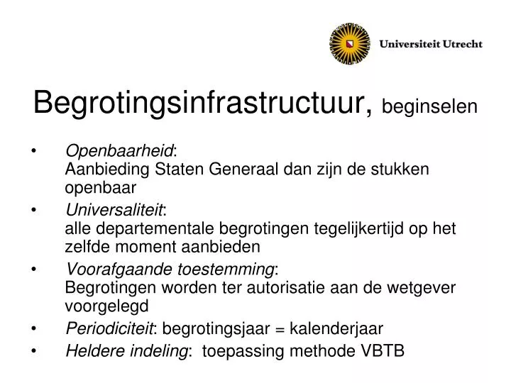begrotingsinfrastructuur beginselen