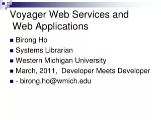 voyager web services and web applications