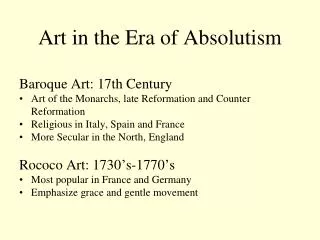 Art in the Era of Absolutism