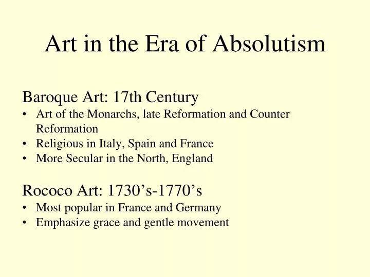 art in the era of absolutism
