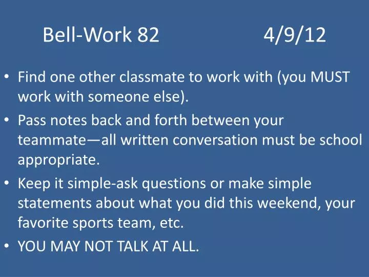 bell work 82 4 9 12