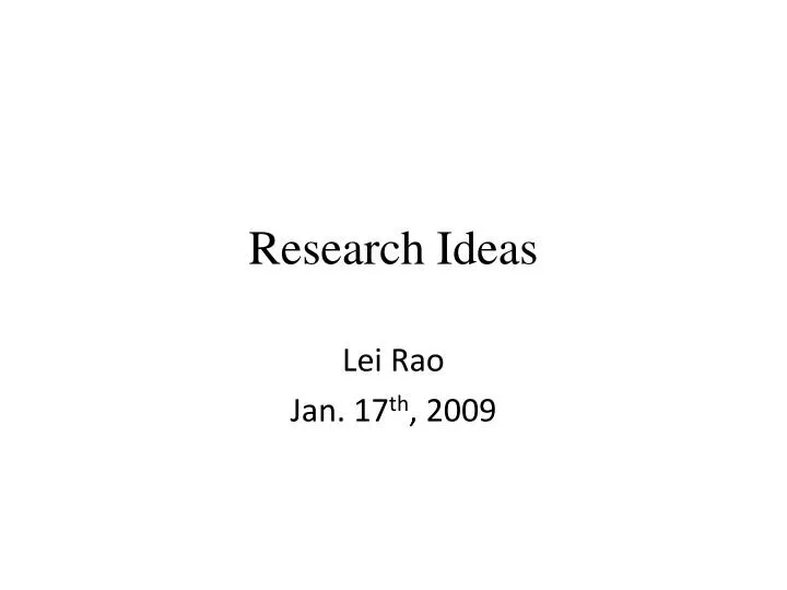 research ideas