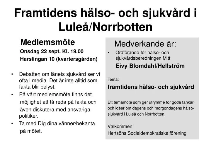 framtidens h lso och sjukv rd i lule norrbotten