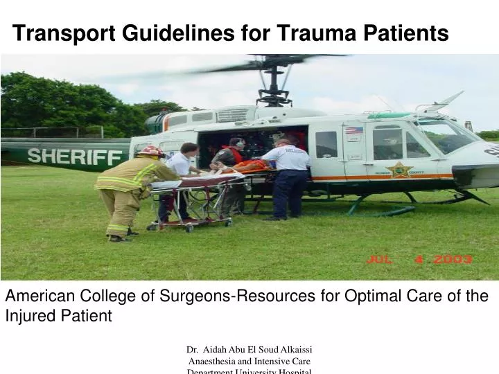 transport guidelines for trauma patients