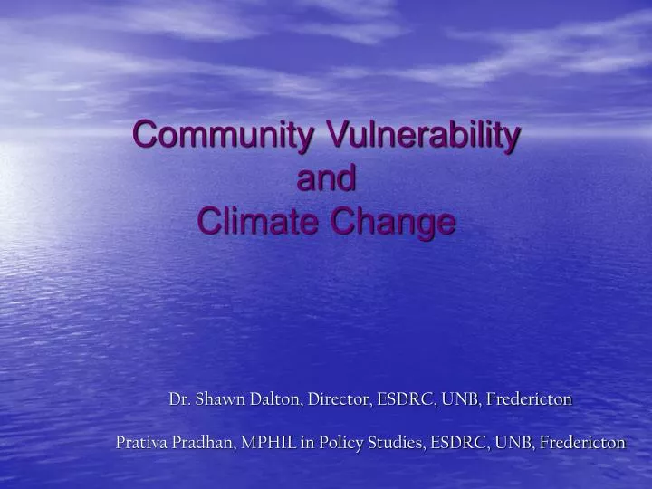 community vulnerability and climate change