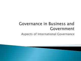 Governance in Business and Government