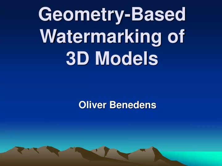 geometry based watermarking of 3d models
