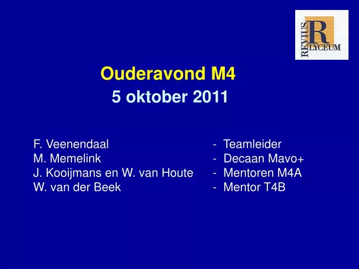 ouderavond m4 5 oktober 2011