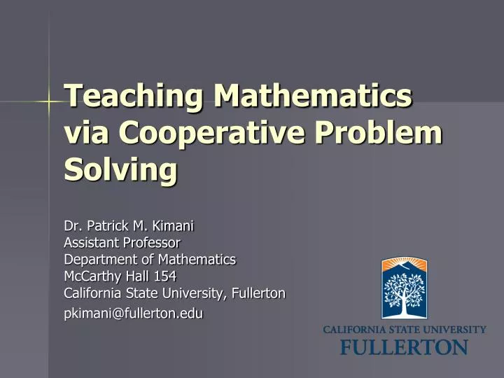 teaching mathematics via cooperative problem solving