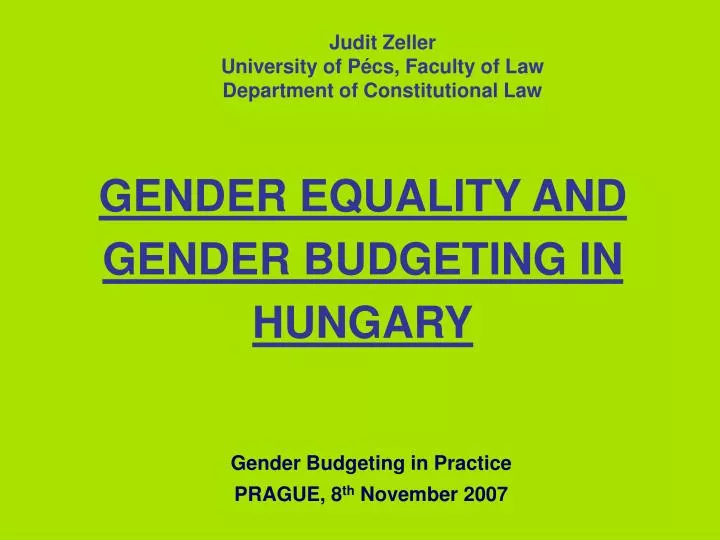 gender equality and gender budgeting in hungary