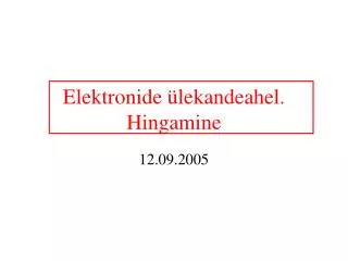 Elektronide ülekandeahel. Hingamine