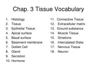 Chap. 3 Tissue Vocabulary