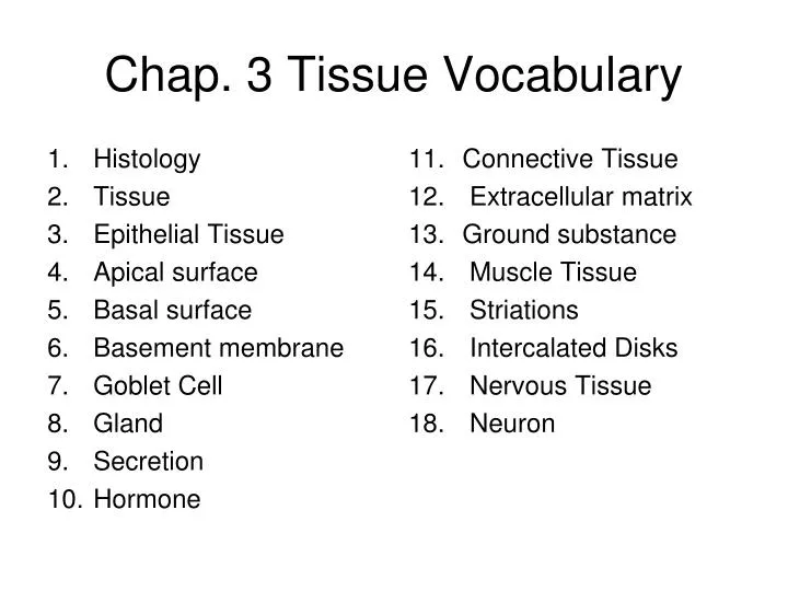 chap 3 tissue vocabulary