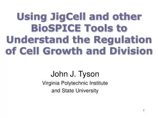 Using JigCell and other BioSPICE Tools to Understand the Regulation of Cell Growth and Division