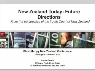 New Zealand Today: Future Directions From the perspective of the Youth Court of New Zealand