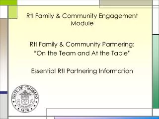 RtI Family &amp; Community Engagement Module