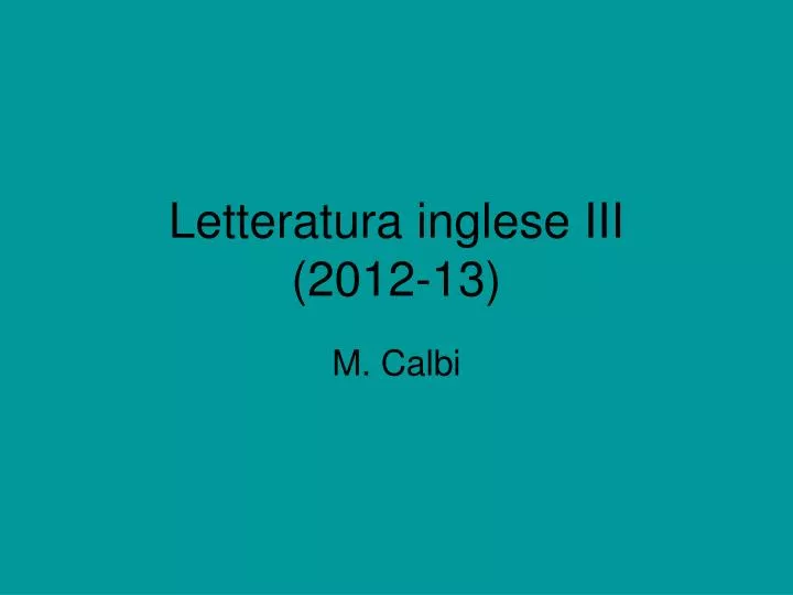 letteratura inglese iii 2012 13