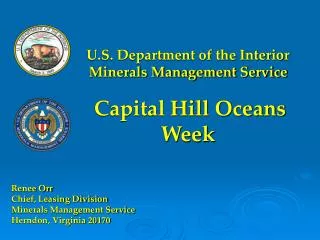 U.S. Department of the Interior Minerals Management Service Capital Hill Oceans Week