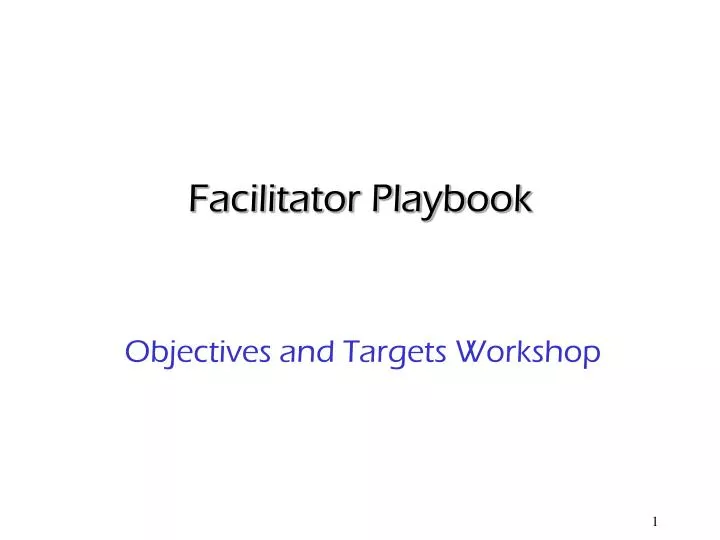 facilitator playbook