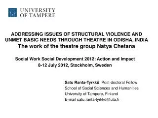 Social Work Social Development 2012: Action and Impact 8-12 July 2012, Stockholm, Sweden