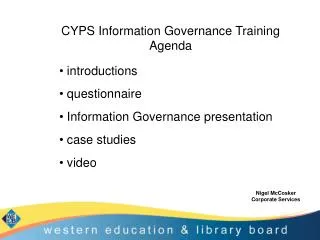 CYPS Information Governance Training Agenda