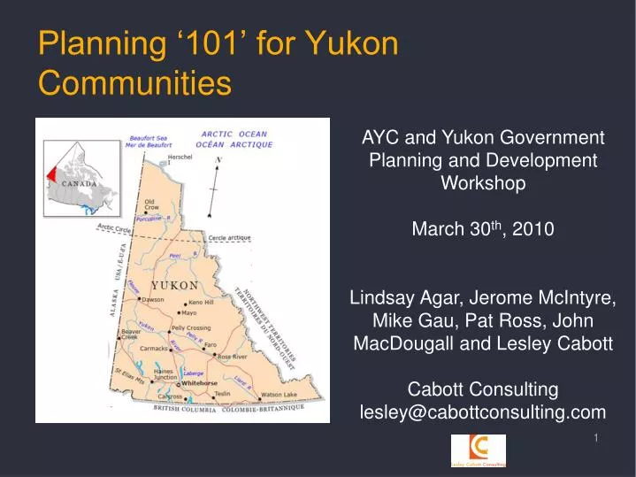 planning 101 for yukon communities