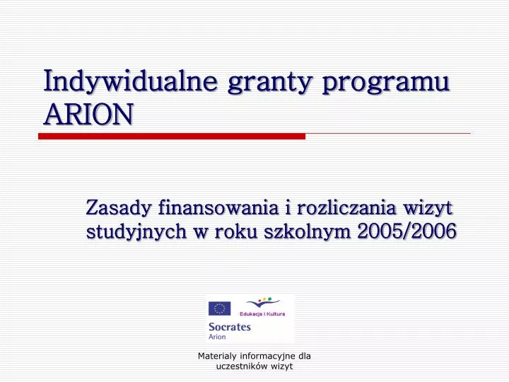 indywidualne granty programu arion