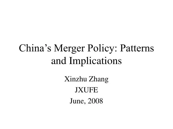 china s merger policy patterns and implications