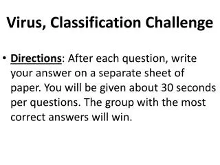 Virus, Classification Challenge