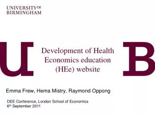 Development of Health Economics education (HEe) website