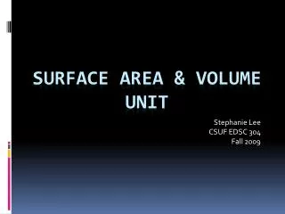 Surface Area &amp; Volume Unit