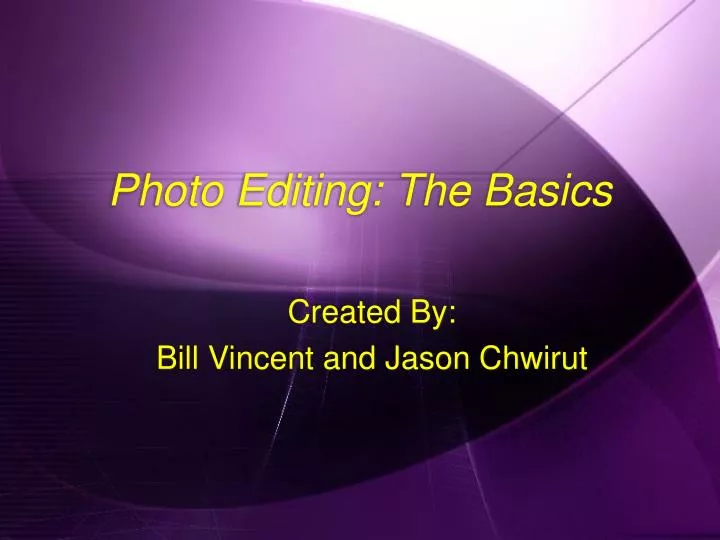 photo editing the basics