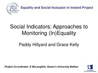 Social Indicators: Approaches to Monitoring (In)Equality