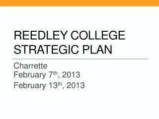 Reedley College Strategic Plan