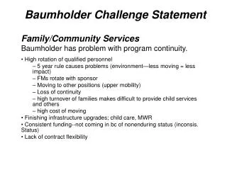 Baumholder Challenge Statement