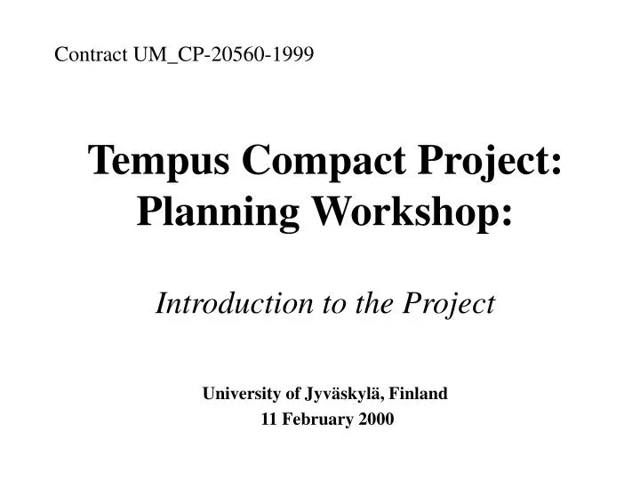 tempus compact project planning workshop introduction to the project