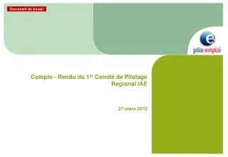 compte rendu du 1 er comit de pilotage r gional iae