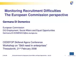 Monitoring Recruitment Difficulties The European Commission perspective