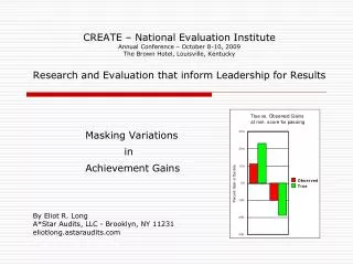 Masking Variations 	 	 in 	 Achievement Gains By Eliot R. Long