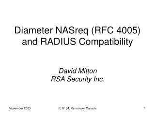Diameter NASreq (RFC 4005) and RADIUS Compatibility